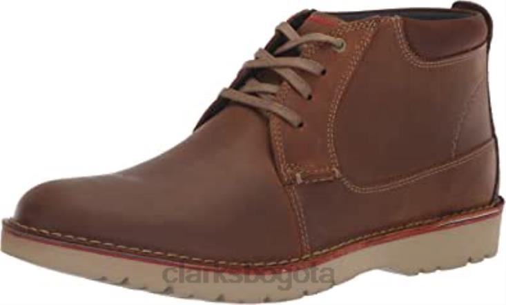 Clarks 0DX8L1964 Botín medio vargo de cuero tostado oscuro para hombre clarks hombres cuero bronceado oscuro