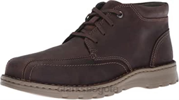 Clarks 0DX8L1998 botín medio vanek para hombre de piel marrón oscuro clarks hombres cuero marrón oscuro