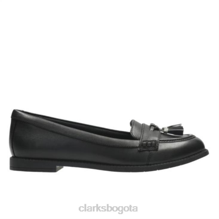 Clarks 0DX8L4647 borde preppy bl h fit clarks cuero negro niños cuero negro