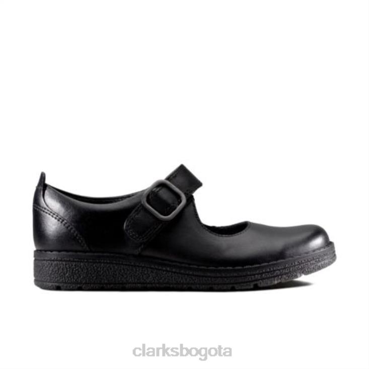 Clarks 0DX8L4654 mendip stitch jnr f fit clarks de cuero negro niños cuero negro