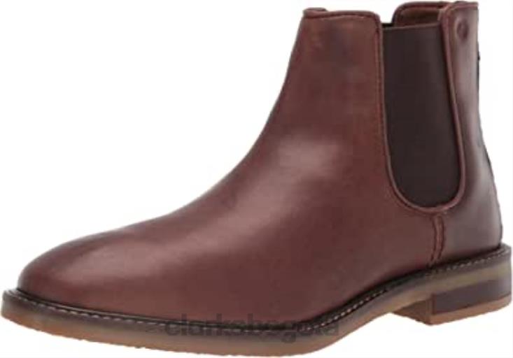 Clarks 0DX8L1200 Bota Chelsea clarks jaxen de cuero tostado para hombre hombres cuero marrón
