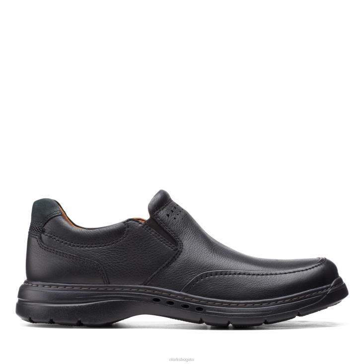Clarks 0DX8L3637 un brawley step clarks cuero negro caído hombres cuero negro caído
