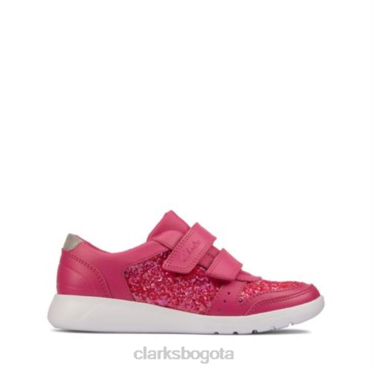 Clarks 0DX8L4688 Clarks de cuero rosa lápiz labial scape Spirit jnr f fit unisexo lápiz labialcuero rosa