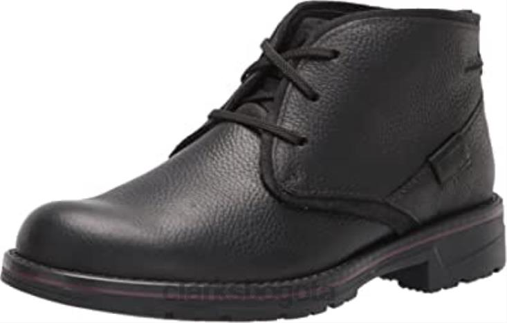 Clarks 0DX8L1855 botas chukka impermeables morris peak para hombre de cuero caído negro de clarks hombres