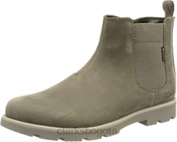 Clarks 0DX8L2564 bota chelsea heathsea gtxk lea gris oscuro para hombre clarks hombres hoja gris oscuro