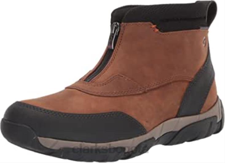 Clarks 0DX8L350 botines clarks grove zip ii para hombre color canela oscuro hombres bronceado oscuro