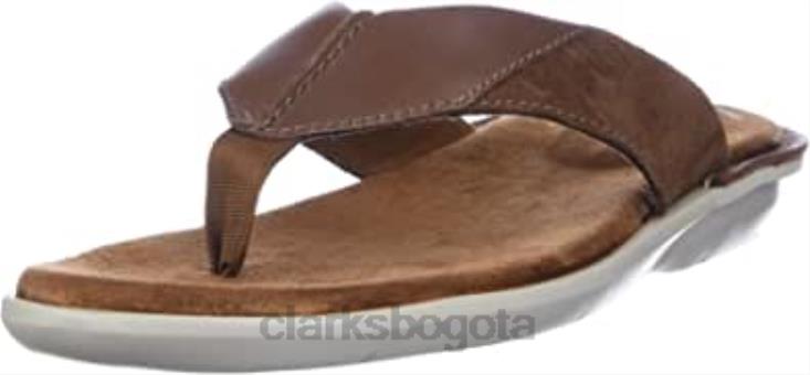 Clarks 0DX8L1168 Chanclas Clarks Ellison Easy de cuero tostado para hombre hombres cuero marrón