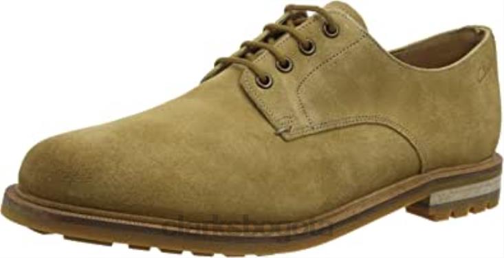 Clarks 0DX8L2298 zapatos clarks foxwell hall derbys para hombre beige ante arena oscuro ante arena oscuro hombres gamuza beige arena oscura
