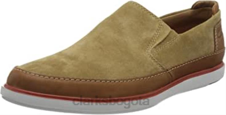 Clarks 0DX8L1328 Mocasines combinados Clarks Bratton de piel de ante color arena oscuro para hombre0 hombres combi piel ante color arena oscuro