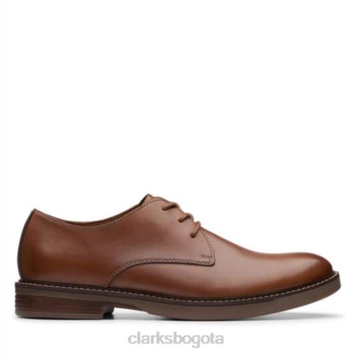 Clarks 0DX8L4484 clarks lisos paulson de cuero tostado hombres cuero marrón