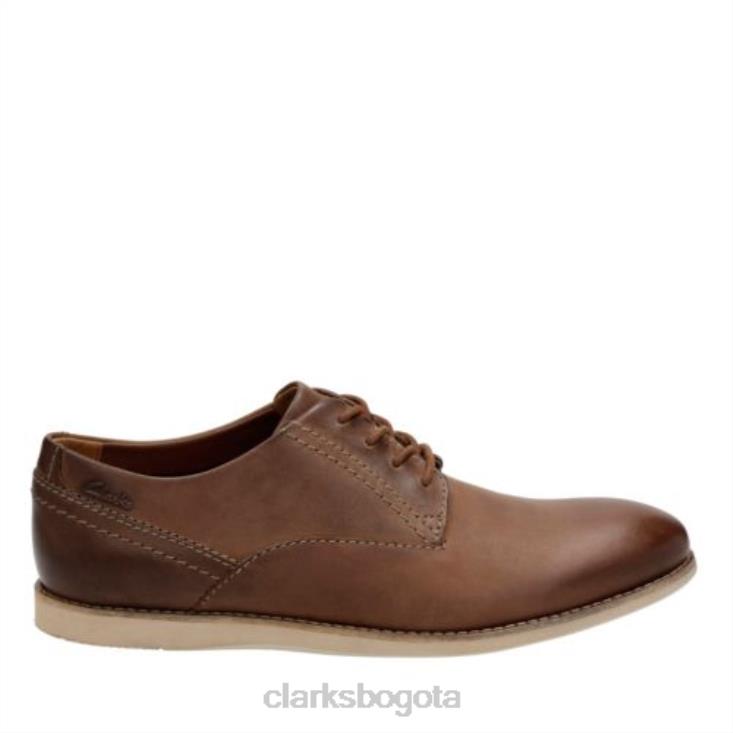 Clarks 0DX8L4510 clarks de cuero tostado liso franson hombres cuero marrón