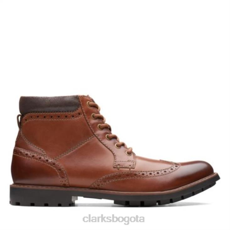 Clarks 0DX8L4551 clarks curington rise cuero tostado hombres cuero marrón