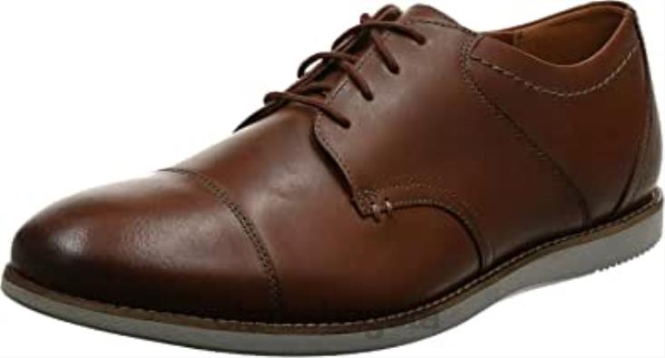 Clarks 0DX8L2177 Clarks Raharto Vibe Oxford de cuero tostado para hombre hombres cuero marrón