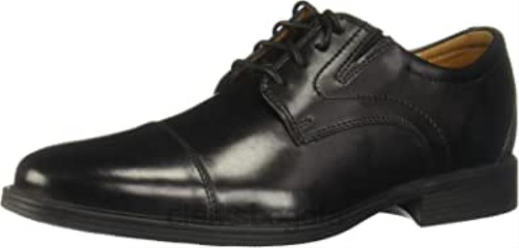 Clarks 0DX8L2273 Clarks Whiddon Cap Oxford de cuero negro para hombre hombres cuero negro