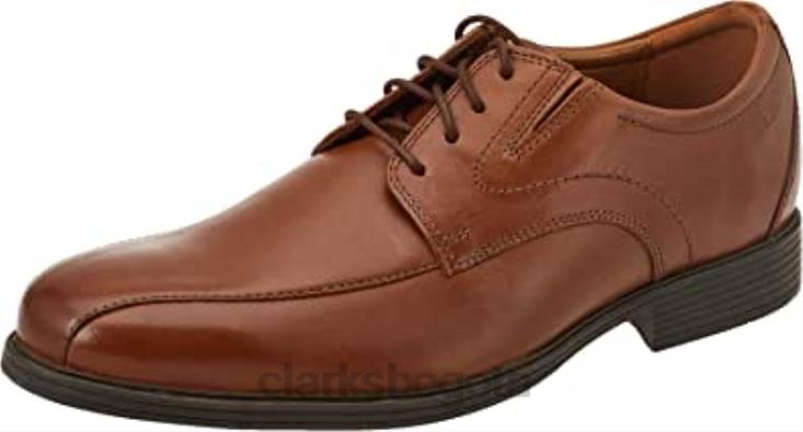 Clarks 0DX8L2593 Clarks Dark Tan Lea Whiddon Pace Oxford plano para hombre hombres lea bronceado oscuro
