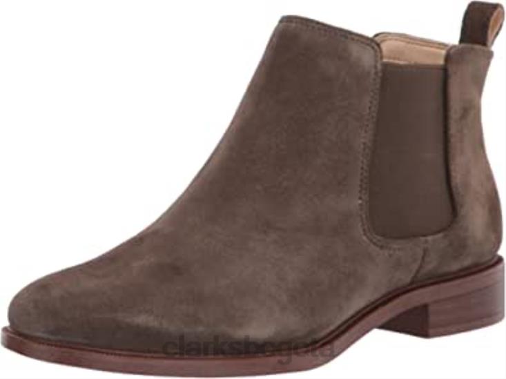 Clarks 0DX8L1320 Bota Chelsea Clarks Taylor Shine de ante color oliva oscuro para mujer mujer ante oliva oscuro
