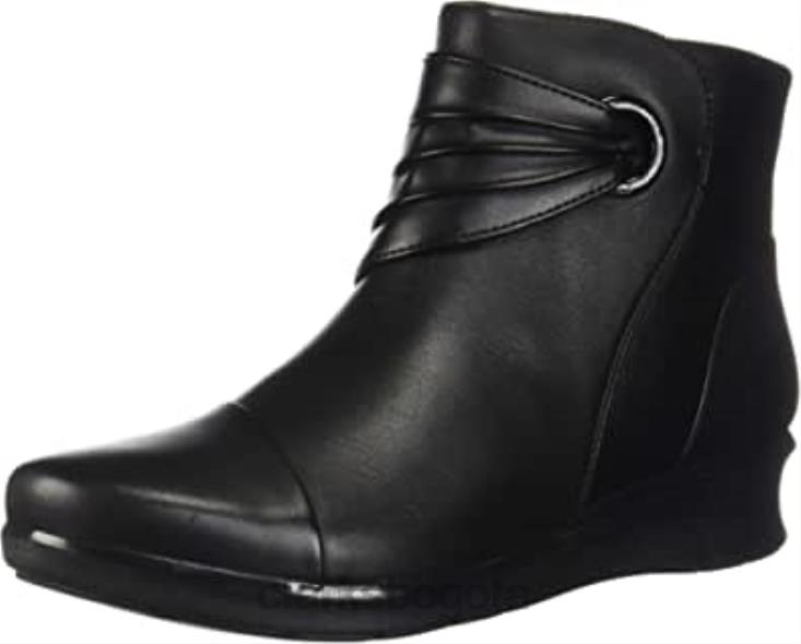 Clarks 0DX8L2530 Botines Clarks Hope Twirl para mujer de piel negra. mujer cuero negro