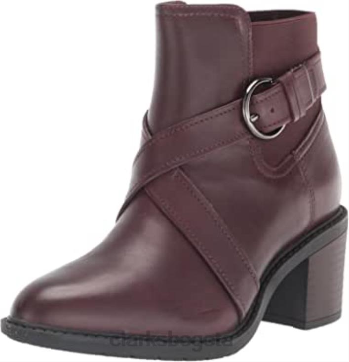 Clarks 0DX8L843 Botín con tiras escena mujer clarks piel burdeos mujer cuero burdeos