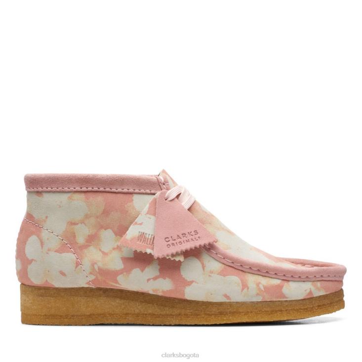 Clarks 0DX8L3283 bota clarks wallabee rosa floral mujer flores rosadas