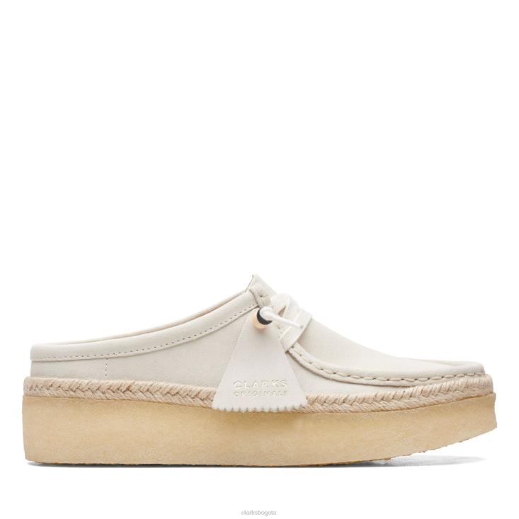 Clarks 0DX8L3290 clarks wallabee cup lo ante blanco mujer gamuza blanca