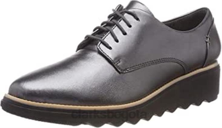 Clarks 0DX8L438 derbys sharon noel mujer plata gun metal lea clarks mujer lea de metal plateado