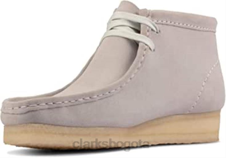 Clarks 0DX8L633 Clarks Wallabee Derby de ante azul gris para mujer mujer gamuza gris azul