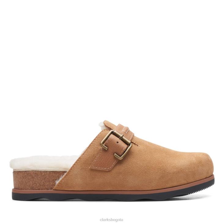 Clarks 0DX8L6327 brynn slide ante marrón clarks ante marrón mujer gamuza color canela