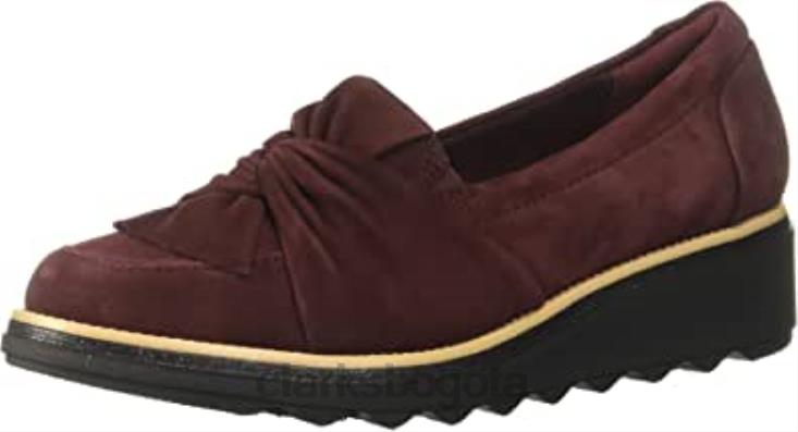Clarks 0DX8L1194 Mocasines Clarks Sharon Dasher de ante burdeos para mujer mujer