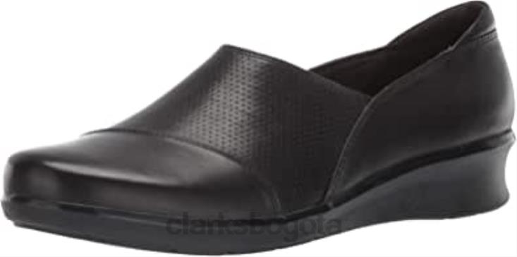 Clarks 0DX8L1358 mocasines Hope Porter para mujer de cuero negro clarks mujer cuero negro