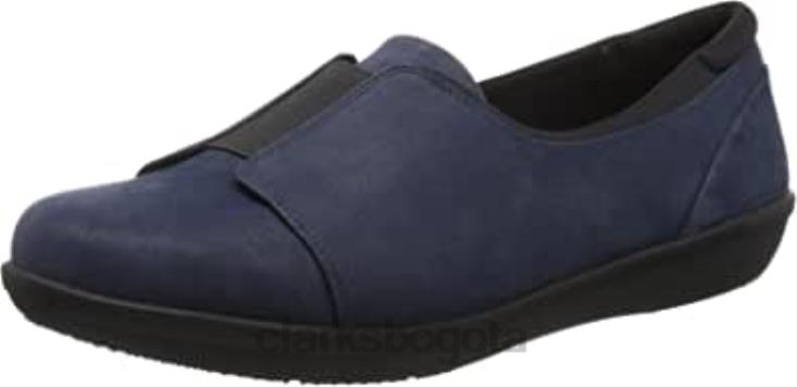 Clarks 0DX8L1600 Mocasín clarks ayla band de nobuk sintético azul marino para mujer mujer nubuck sintético azul marino