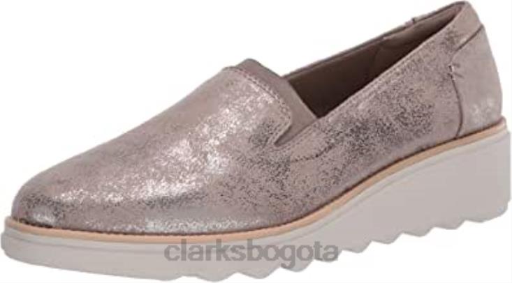Clarks 0DX8L2318 mocasín sharon dolly para mujer peltre metalizado textil clarks mujer textil metálico peltre