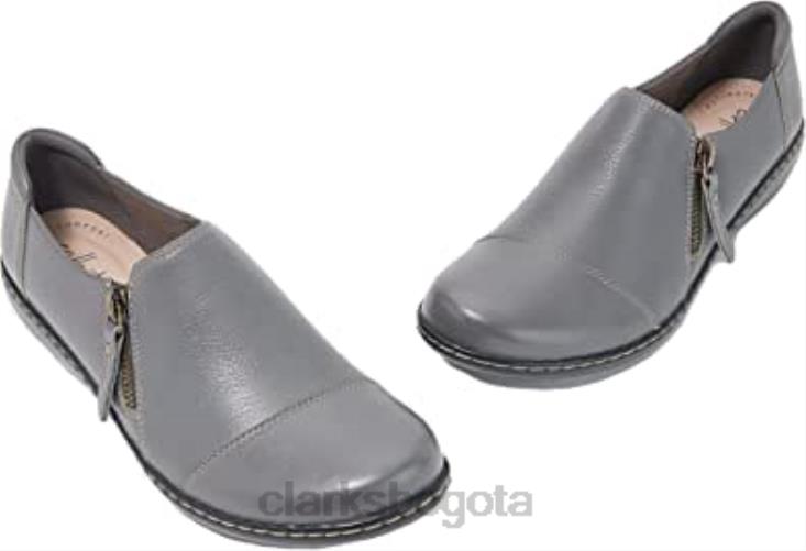 Clarks 0DX8L2417 Mocasines clarks ashland palm de cuero gris para mujer mujer