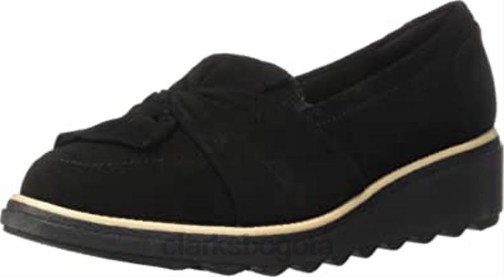 Clarks 0DX8L714 Mocasines Clarks Sharon Dasher de ante negro para mujer mujer