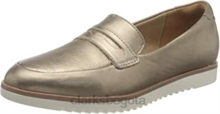 Clarks 0DX8L808 Mocasines planos clarks serena terri de piel metalizada para mujer mujer cuero metalizado