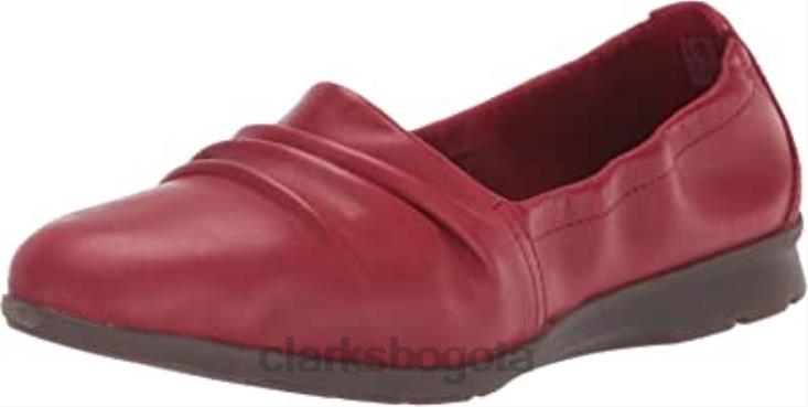 Clarks 0DX8L852 mocasines clarks jenette ruby ​​de mujer de piel roja mujer cuero rojo
