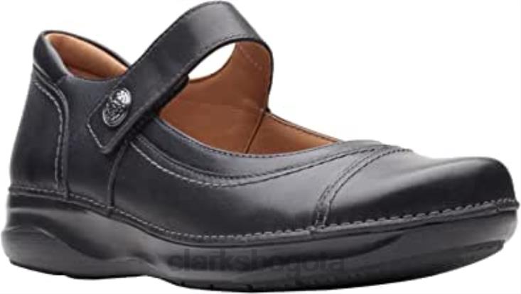 Clarks 0DX8L2064 Merceditas clarks appley walk de cuero negro para mujer mujer
