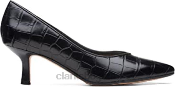 Clarks 0DX8L952 Zapatos de salón mujer clarks violeta 55 court negro piel cocodrilo mujer
