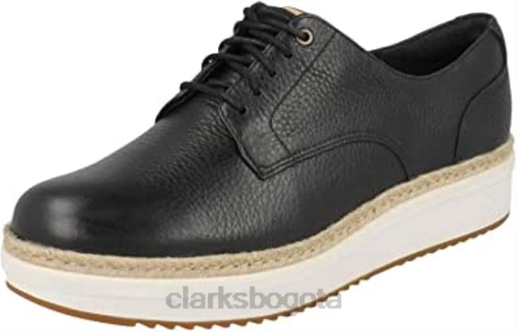 Clarks 0DX8L319 mujer teadale rhea oxford clarks rhea cuero negro mujer cuero negro ñandú