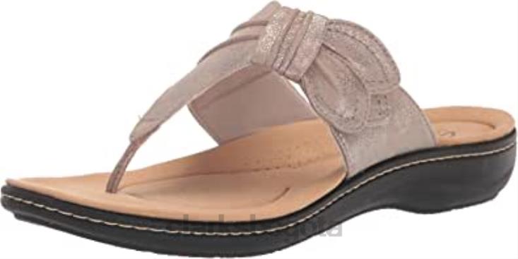 Clarks 0DX8L1404 Sandalia plana laurieann rae de mujer en textil metalizado color topo clarks mujer