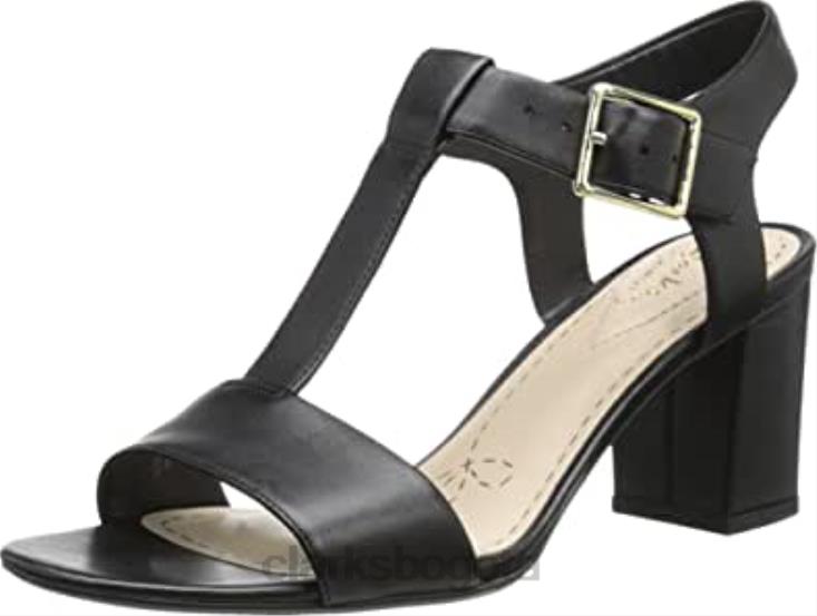 Clarks 0DX8L1424 Clarks sandalias informales con tira en T y puntera abierta de cuero smart deva para mujer mujer
