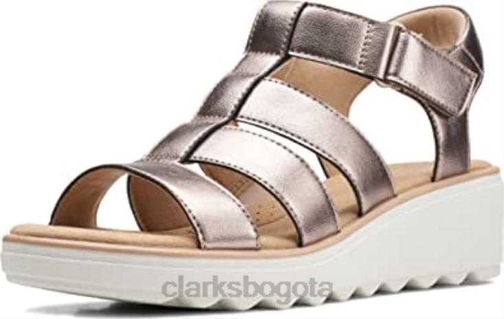 Clarks 0DX8L2189 sandalia con cuña jillian quartz mujer clarks metalizado sintético mujer sintético metálico