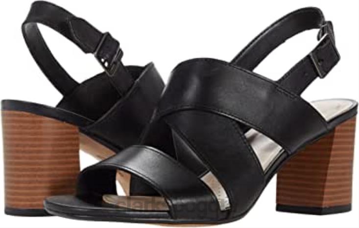 Clarks 0DX8L2347 Sandalia de tacón clarks jocelynne bao de mujer en piel negra mujer cuero negro