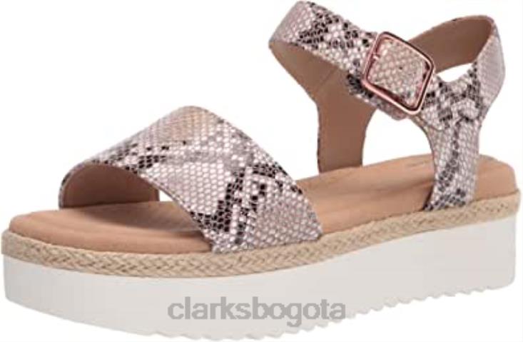 Clarks 0DX8L2535 sandalia cuña mujer lana Shore clarks marrón serpiente sintética mujer serpiente marrón sintética