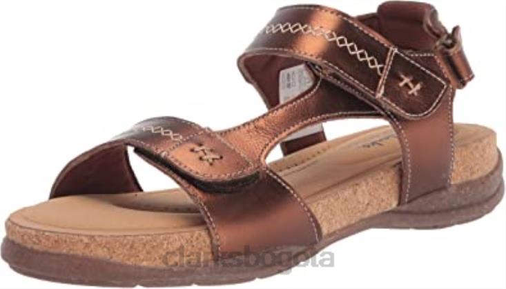 Clarks 0DX8L2798 sandalia plana roseville mae mujer piel metalizada clarks mujer cuero metalizado