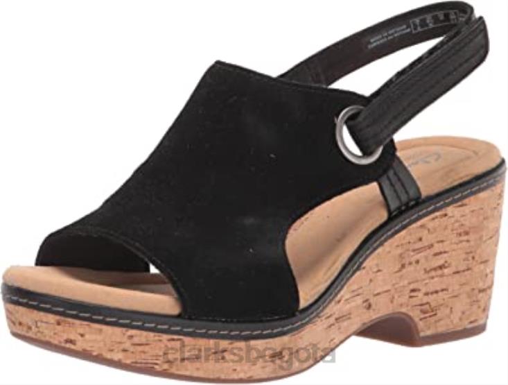 Clarks 0DX8L2856 Sandalia de cuña clarks giselle sea de ante negro para mujer mujer ante negro