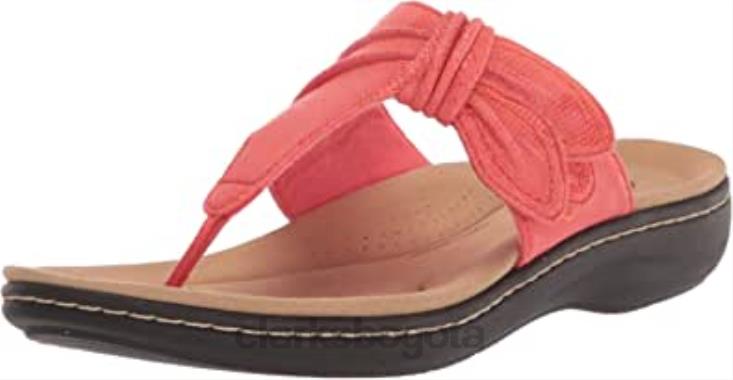 Clarks 0DX8L780 sandalia plana laurieann rae de mujer textil coral brillante clarks mujer