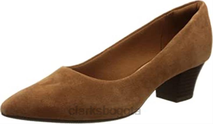 Clarks 0DX8L1953 Zapatos de tacón teresa de ante color tostado oscuro de Clarks para mujer mujer gamuza bronceada oscura