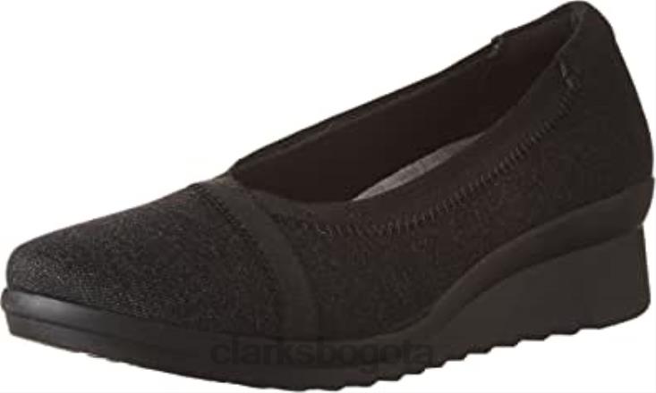 Clarks 0DX8L2572 Zapatos de salón con cuña Caddell Dash de textil negro para mujer Clarks mujer textil negro