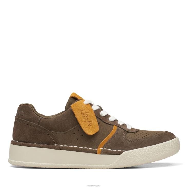 Clarks 0DX8L3050 Clarks Craft Cup Court Oliva Combi mujer combinación de oliva