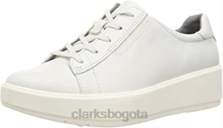 Clarks 0DX8L352 Zapatilla Clarks Layton Lace de piel blanca para mujer. mujer cuero blanco